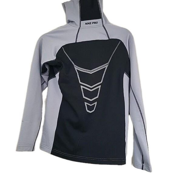 NIKE PRO DRI FIT PULLOVER HOODIE HOODED SWEATSHIRT Boys L Reflective Thumbholes - Picture 4 of 16